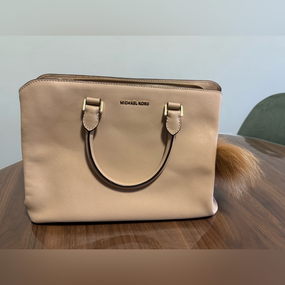 Michael Kors Blush Leather Satchel with Gold Hardware